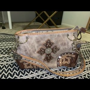 Cross studded rhinestone purse